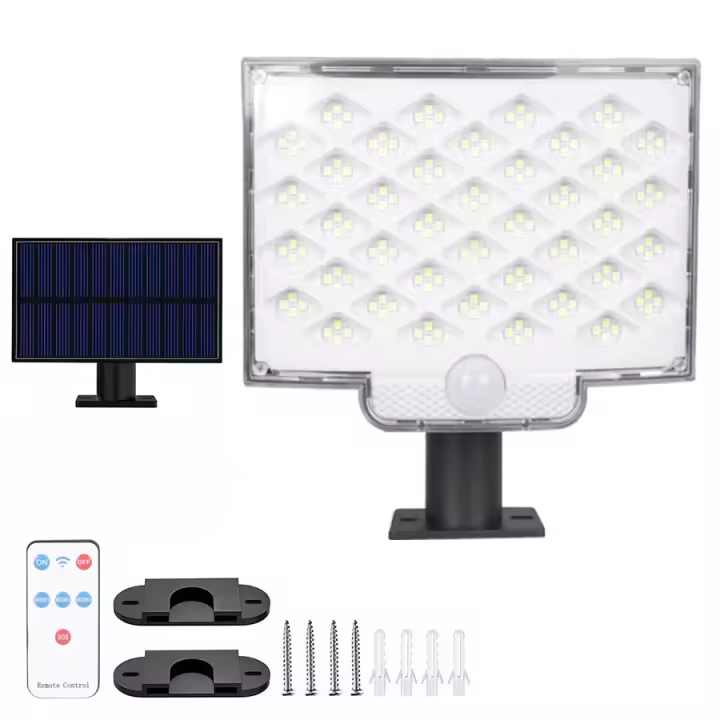 Luz Solar Exterior Con Sensor De Movimiento Y Control Remoto 160LED Para Patio Garage Jardín 3 Modos Impermeable - 1