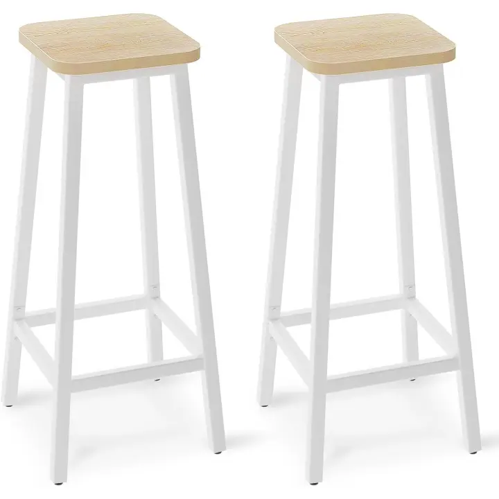 Taburetes de Bar, Taburete de Cocina con Reposapiés, Taburete de Bar de Estilo Industrial, Adecuado para Restaurante, Bar y Sala de Fiestas, 29.5 x 29.5 x 70CM Color Natural - 1