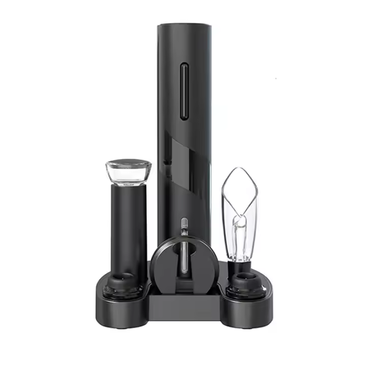 Juego de abridor de vino eléctrico, abridor de Sacacorchos de botella de vino operado con cortador de papel de aluminio, vertedor de aireador de vino, tapones de vacío - 1