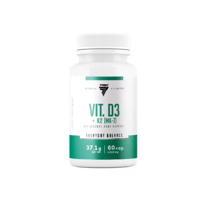 Vitamina D3 + K2 [MK-7] | Mejora la Salud Ósea y Cardiovascular | 60 Cápsulas de 618mg | Refuerzo del Sistema Inmunológico | Apoyo a la Absorción de Calcio | Salud Cardiovascular | TREC NUTRITION - 1