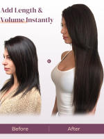 Extensiones De Cabello Sintético 24 Pulgadas Clip in Longas Y Rectas 6 Piezas 16 Clips Color Marrón Rubio Para Mujeres Piezas De Cabello Artificial - details 8