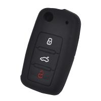 Banner - Funda silicona mando llave del coche 3 botones compatible con VW Skoda Seat negro