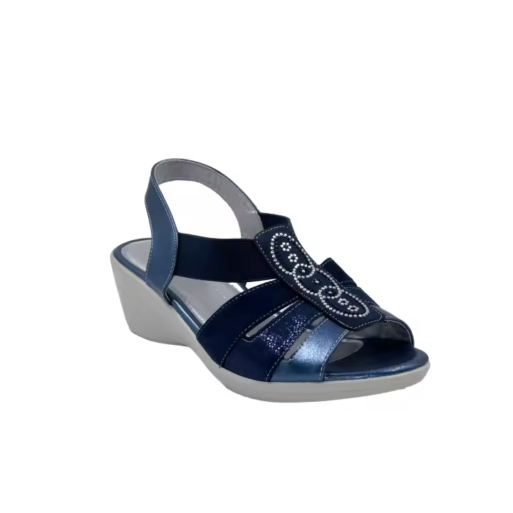 JZ Hermanos Sandalia de Cuña Beige con Apliques Brillantes y Elástico Lateral para mujer - 1