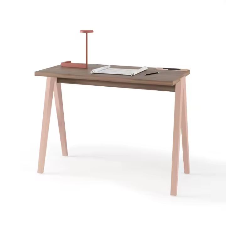 Escritorio de Herdasa modelo 629 de la colección COMPÁS, en melamina nogal y patas lacadas - 1