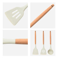Juego De Utensilios De Cocina Ecológicos De Silicona Con Mango De Madera No Adherente Cuchara De Silicona Para Sopa Set De Cocina Resistente Al Calor - details 5