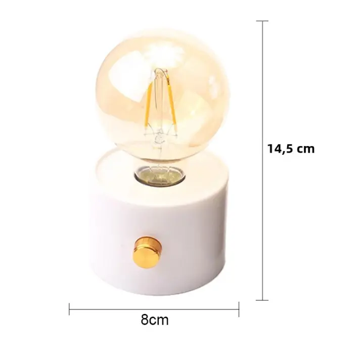 Lámpara Nocturna LED En Forma De Bulbo Retro Iluminación Para Dormitorio Y Corredor Batería Incluida Para Oficina Y Habitación De Bebé - 1