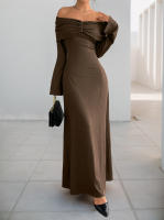 Vestido De Hombro Solo En Color Sólido Para Mujeres Vestido Delgado De Verano 2025 Para Comercio Transfronterizo En Europa Y América - details 0