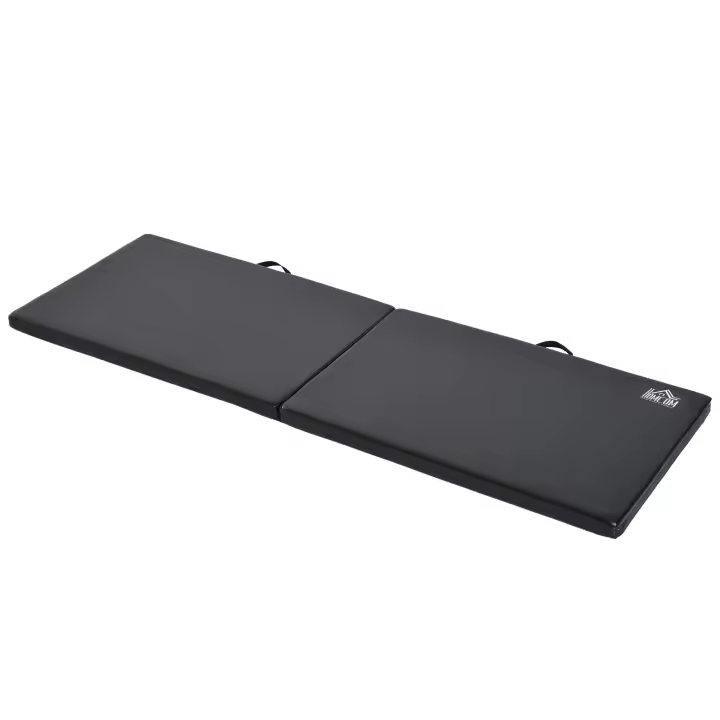 HOMCOM Esterilla de yoga, pilates, fitness y gimnasio plegable y portátil de alta comodidad, 180 x 60 x 5 cm, con funda sintética - 1