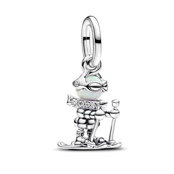 PANDORA Moments 793514C01-Coltando de esquiador de Plata de Lei con circonitas, compatible con Plumas Moments y ME, Weiß, Plata de Lei, Circonita cúbica, Viene con Caja original. - 1
