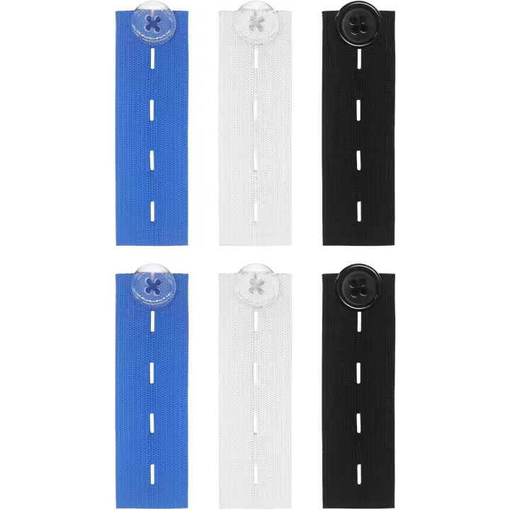6 Pcs Extensores de faja elástico Extensor de faja ajustable Extensor de boton para Pantones pantalones vaqueros Pantalones (6PCS-A) - 1