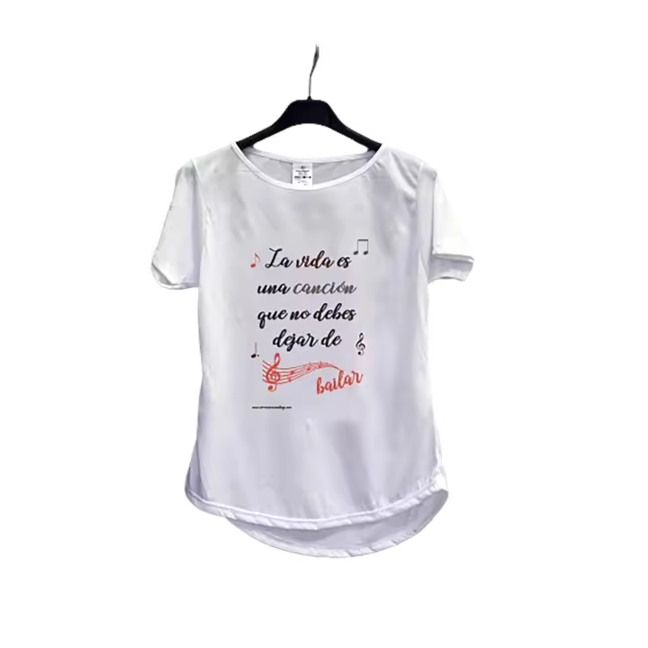 Camiseta de mujer "LA VIDA ES UNA CANCIÓN QUE NO DEBES DEJAR DE BAILAR". Aires Nuevos. DIY. Original. Regalos. Personalizados. - 1