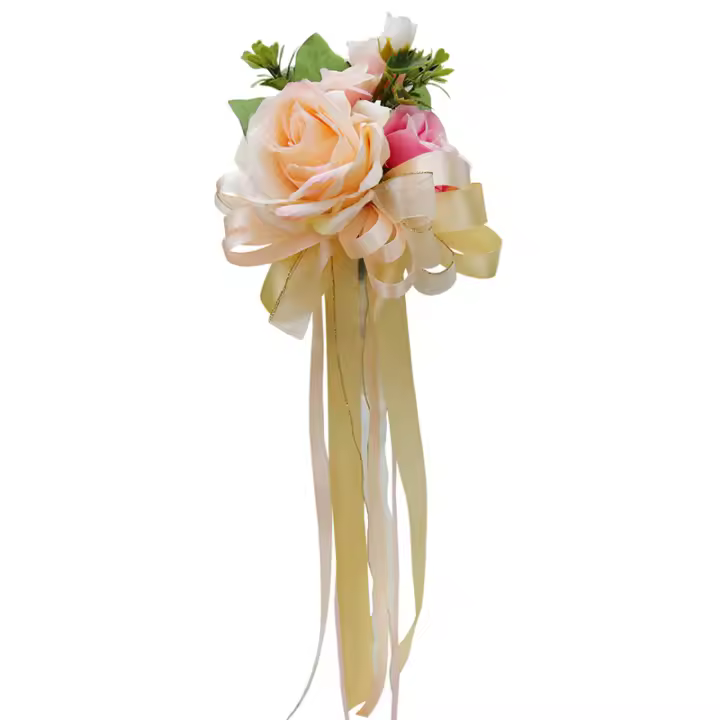 Flores Artificiales De Seda Para Decoración De Boda Y Fiesta Accesorio Para Automóvil Asiento De Silla Puerta Decoración De Casa Regalo De Manualidades - 1