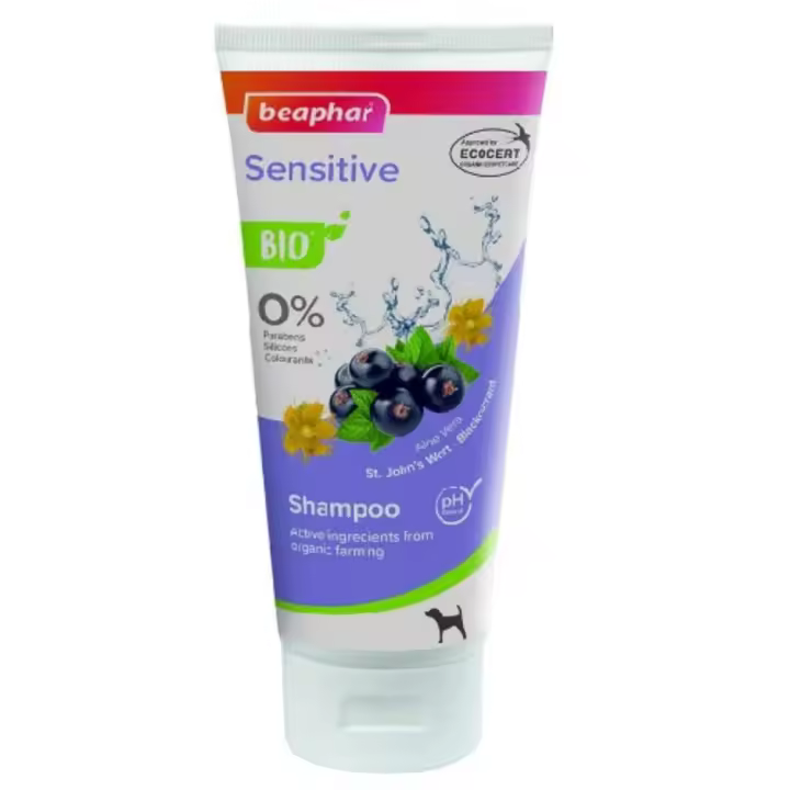 BEAPHAR Champú Bio Pieles Sensibles Perro, 0% parabenos, siliconas, colorantes, alcohol, Bote 200 ml - 1