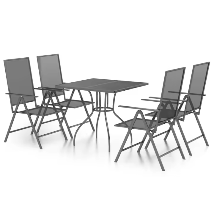 vidaXL Juego de comedor de jardín 5 piezas acero gris antracita - 1