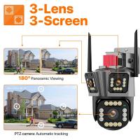 Cámara de vigilancia WiFi para exteriores, cámara IP Wifi 5K HD, lente triple de 12MP, seguimiento automático de vídeo de tres pantallas - details 2