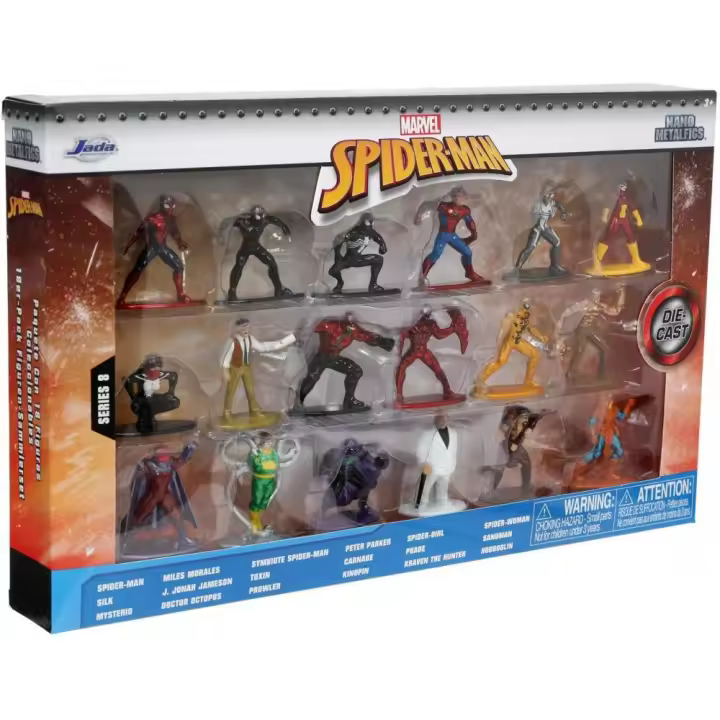 MARVEL SPIDER-MAN NANOMETALFIGS PACK DE 18 FIGURAS DE METAL JADA TOYS - 1