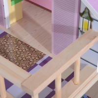 HOMCOM Casa de Muñecas con Muebles de 4 Niveles Altura 80,5 cm con 13 Accesorios Mobiliario Casita Muñeca Jueguetes de Madera 60,5x30x80,5 cm Rosa - details 6