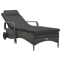 vidaXL Tumbona con ruedas ratán sintético Sillas de Exterior Ideal para jardín, playa, piscina, terraza Tumbona Piscina Tumbonas Playa Tumbonas Jardín Exterior - details 1