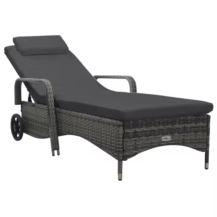 vidaXL Tumbona con ruedas ratán sintético Sillas de Exterior Ideal para jardín, playa, piscina, terraza Tumbona Piscina Tumbonas Playa Tumbonas Jardín Exterior - 1