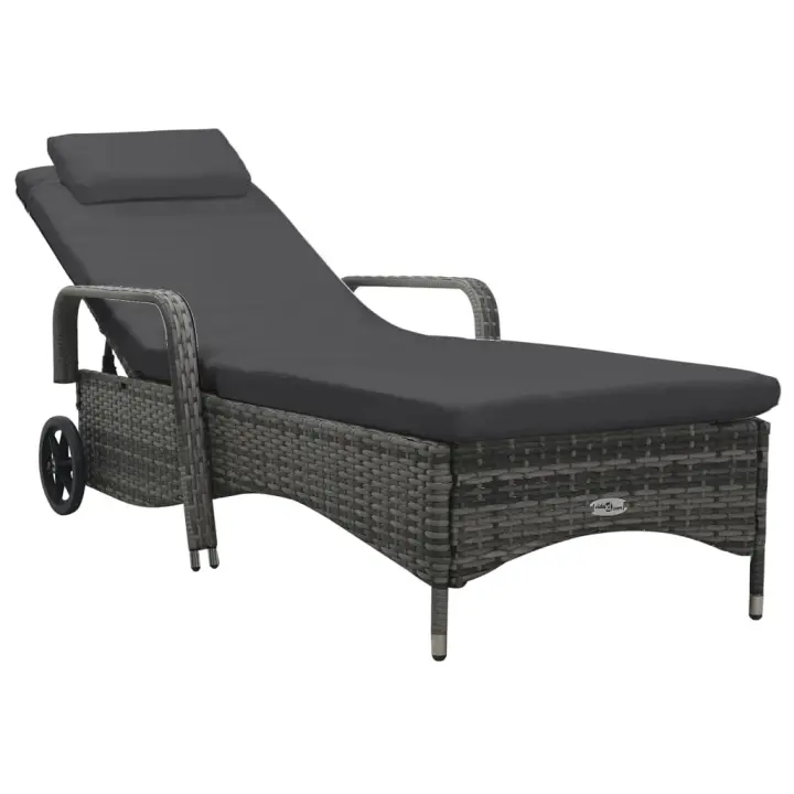 vidaXL Tumbona con ruedas ratán sintético Sillas de Exterior Ideal para jardín, playa, piscina, terraza Tumbona Piscina Tumbonas Playa Tumbonas Jardín Exterior - 1