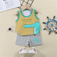 Conjunto De Pijamas De Verano Para Niños Y Niñas Con León De Dibujos Animados Camiseta + Shorts De Algodón Unisex Talla 1-6 Años - details 1