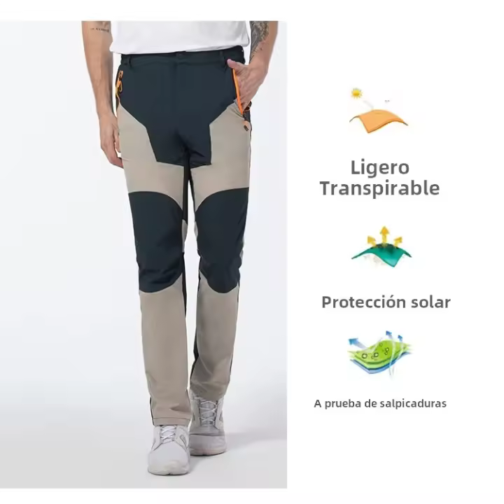 Pantalones De Senderismo Para Hombre Verano Ultradelgados Transpirables Y Fríos Secado Rápido Cargo Ligero Para Golf Viajes Con Bolsillo Cierre De Cremallera Técnica WINDSTOPPER SOFTSHELL - 1
