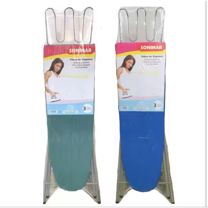 Tabla de planchar de 3 posiciones 130*29cm Metal Tabla de madera Funda 100% algodon gran calidad Sonimar PORTUGAL Envio color y modelos funda plancha aleatorias segun disponibilidad CUERPO MADERA - 1