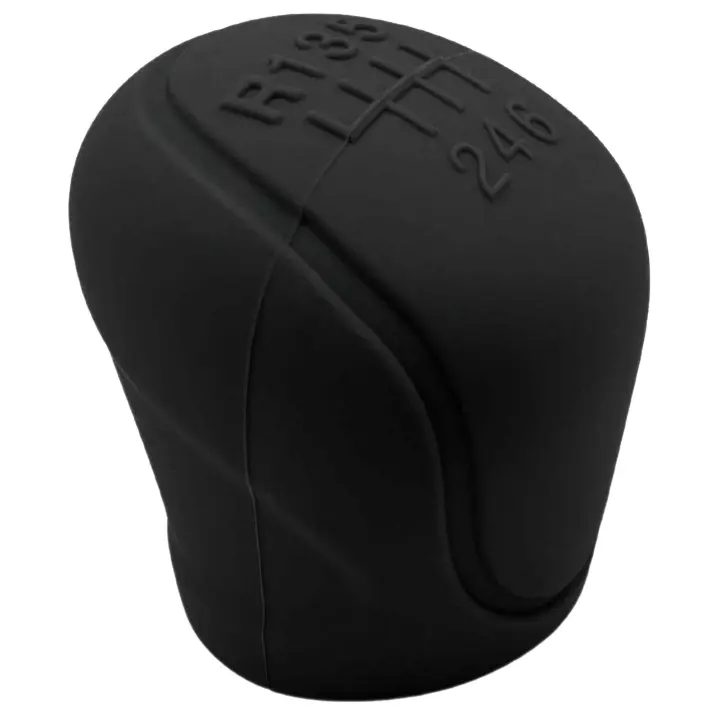 AUTOZOCO Funda Pomo Cambios Marcha Coche Antideslizante Negro, Cubierta de Perilla de palanca de Marchas, protector de pomo adherente, Funda palanca de cambios, Silicona, Universal, Negro, 6 Marchas - 1
