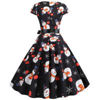Vestido Midi Vintage Elegante Para Fiesta De Navidad Mujer Con Cintura Alta Manga Corta Vestido De Promoción Jurk Robe - details 41