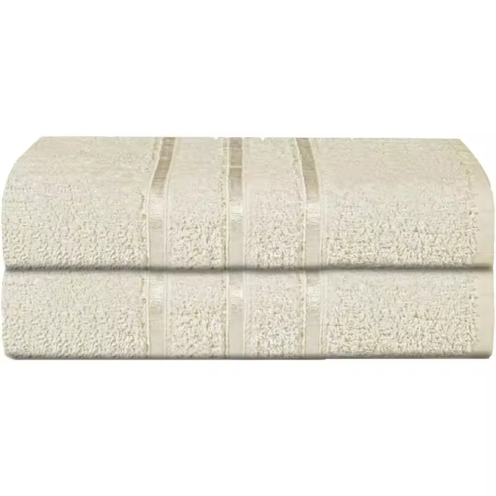 Juego de 2 toallas de baño Grandes de lujo de Algodón Egipcio, tamaño Jumbo (2 unidades, color crema) - 1