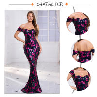 Vestido De Noche Suelto Romagic Con Encaje Y Lentejuelas Para Mujer Vestido De Fiesta De Graduación Y Bodas Espalda Descubierta Longitud Del Piés Sin Mangas Cuello En V Bodycon - details 1