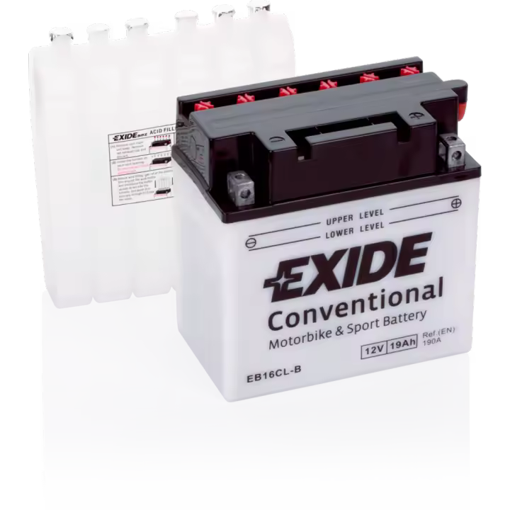 Batería Exide EB16CL-B Moto 12V Conventional. 12V - 19Ah/190A (EN) (175x100x175mm) - 1