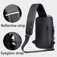 Bolsa De Pecho Para Hombre Antirrobo Casual Deportiva Pequeña Bandolera Motociclista Trendy Material Oxford Cierre De Cremallera - details 0