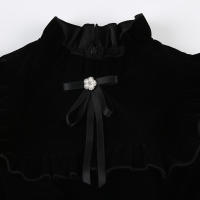 Vestido Mini De Veludo Elegante Y Moda A-Line Para Mujer Slim Con Volantes Sin Mangas Cierre De Cremallera Estilo Casual Otoño Invierno Callejero - details 5