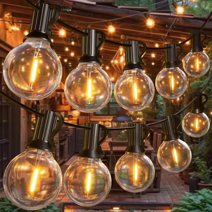 Guirnalda Luces  LED Exterior, 15M Luces Led Exterior Jardin con  30 Bombillas, Impermeable Cadena de Luz para Jardín, Terraza, Cafe, Boda - 1