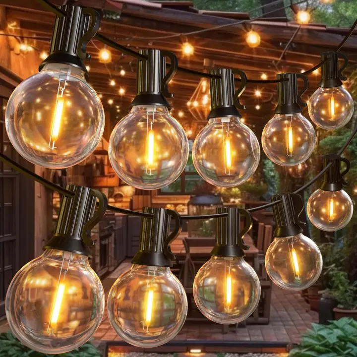 Guirnalda Luces  LED Exterior, 15M Luces Led Exterior Jardin con  30 Bombillas, Impermeable Cadena de Luz para Jardín, Terraza, Cafe, Boda - 1