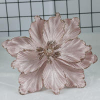 Flores De Magnolia Plateadas Rojas Para Navidad Decoración De Árbol De Navidad Artificial 20CM Adornos Para El Hogar Y Año Nuevo - details 1