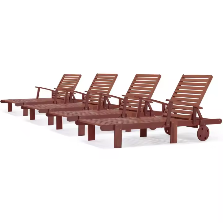 Tumbonas plegables en madera exótica "Tokyo" - Maple - Marron caoba- Lote de 4 - 1