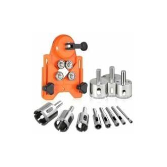 Juego de 10 brocas de diamante para sierras de corona, herramientas de perforación, broca ajustable, guía de broca con ventosa para vidrio, azulejos, cerámica, porcelana y madera, 6/8/10/12/20/25/30/35/40/50 mm.