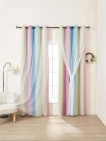 Cortinas Para Niños Con Estrella Plateada Térmicas Y Antipolvo Para Dormitorio Con Ojales Antiguos Tratamiento De Ventana Decorativo Y Protección Contra La Luz - details 0