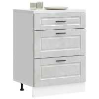 vidaXL Mueble bajo de cocina porto roble marrón madera reconstituida en color Marrón roble/Blanco brillante/Gris hormigón y más | almacenamiento funcional diseño moderno para baño dormitorio sala - details 2