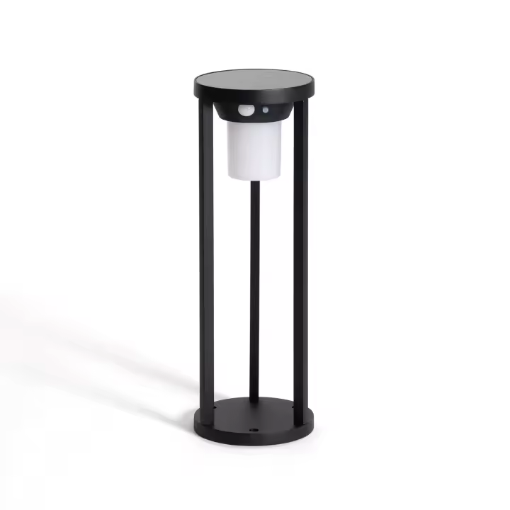 Ledkia Baliza de Pie Exterior Solar LED 2W 40cm Aluminio con Sensor de Movimiento Eneko Negro - 1