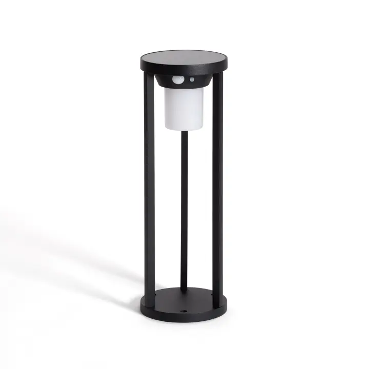 Ledkia Baliza de Pie Exterior Solar LED 2W 40cm Aluminio con Sensor de Movimiento Eneko Negro - 1