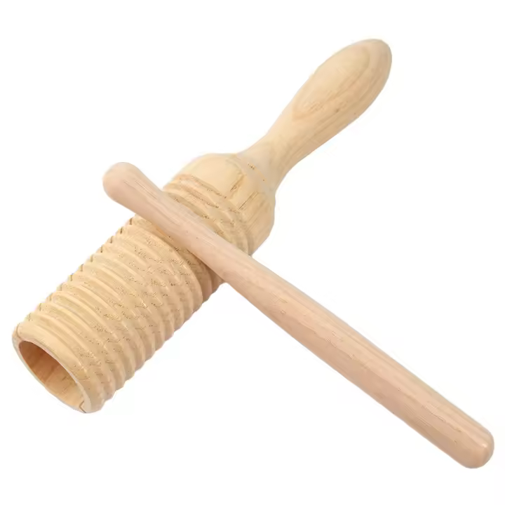 1pc Tubo Sonoro De Madera Rana Sonajero Pequeño Anillo De Un Hilo Cilindro De Percusión Instrumento Musical - 1