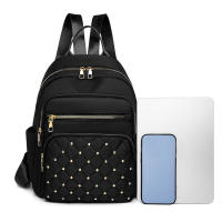 Mochila De Mujer Nueva Con Lattice De Diamantes Gran Capacidad Para Viajes Moda Casual De Tela De Goma Oxford Mochila Suave Para Todos - details 3