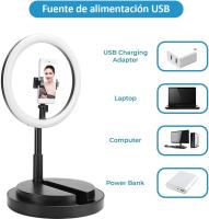 Aro De Luz con Tripode Plegable, Anillo De Luz LED 11.4'' para Movil con 3 Efectos de Iluminación y 10 Brillo Ajustable, Se Pueden Usar para Disparos TikTok/Twich Live etc. - details 3