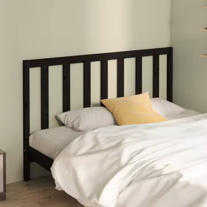 Cabecero de cama madera maciza de pino negro 126x4x100 cm - 1