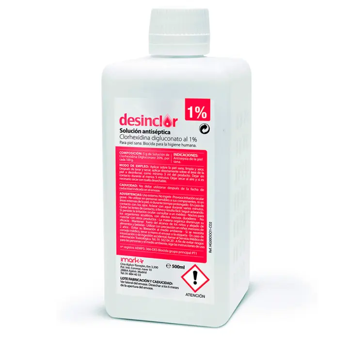 Desinclor Clorhexidina 1% Solución para Limpieza de la Piel Sana 500 ml - 1
