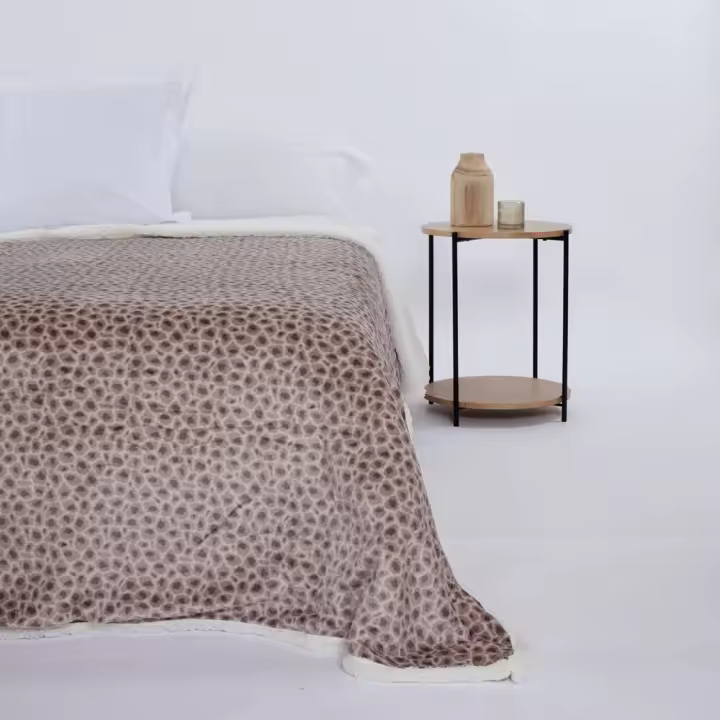 10XDIEZ Manta sherpa animal print beig - Mantas acoges y calentitas para hogar - 1