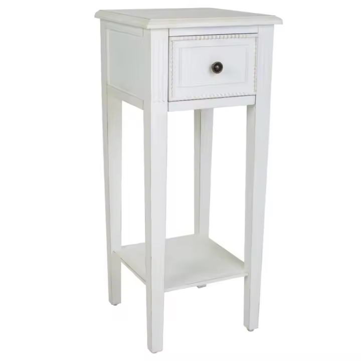 Mesita telefonera de madera lacado blanco 33x33x78 - 1